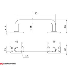 Madlo 180mm, ø14 mm, odsadenie 50 mm, čierna farba Madlo 180mm, ø14 mm, odsadenie 50 mm, čierna farba